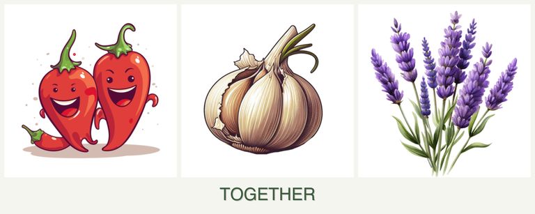 Can you plant peppers, garlic and lavender together?