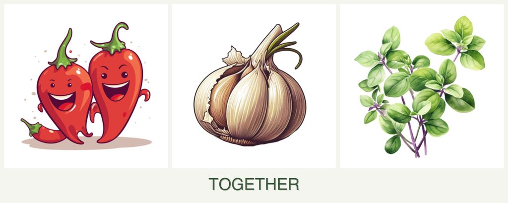 Can you plant peppers, garlic and oregano together?