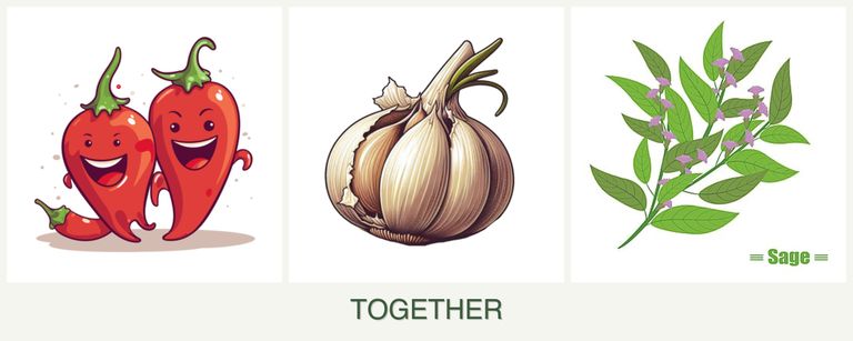 Can you plant peppers, garlic and sage together?