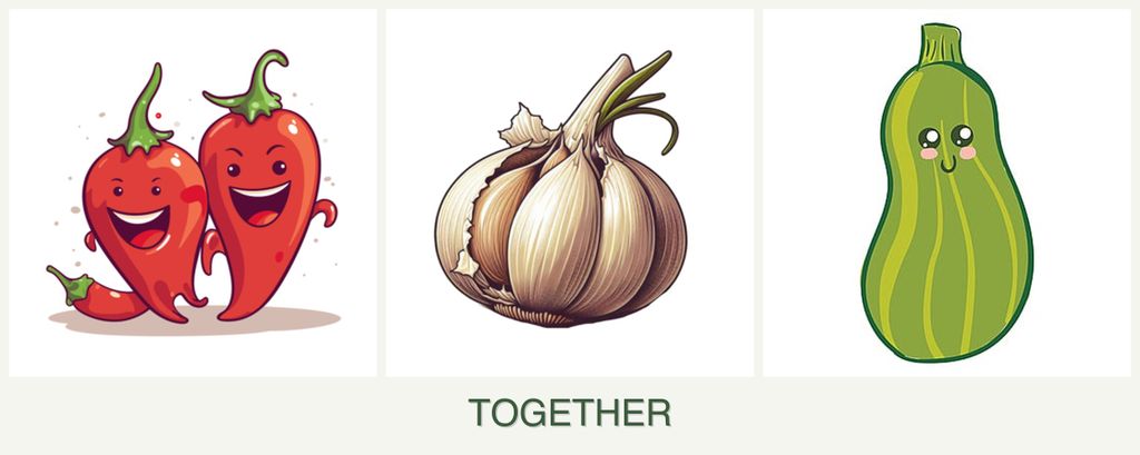 Can you plant peppers, garlic and zucchini together?