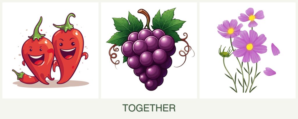 Can you plant peppers, grapes and cosmos together?