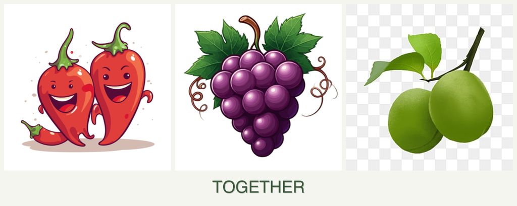 Can you plant peppers, grapes and plums together?