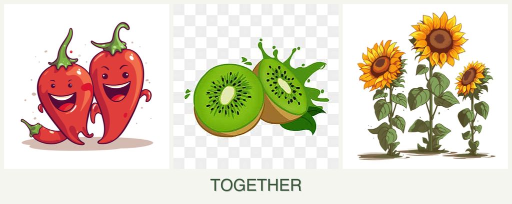 Can you plant peppers, kiwi and sunflowers together?
