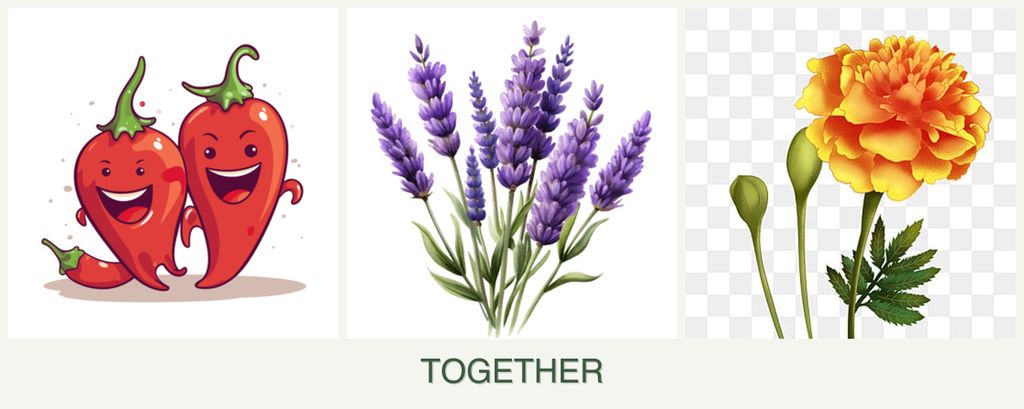 Can you plant peppers, lavender and marigolds together?