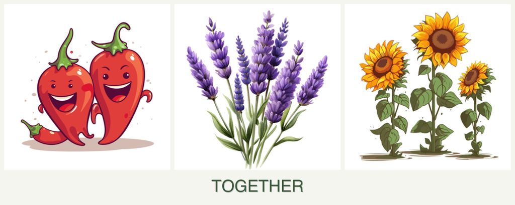 Can you plant peppers, lavender and sunflowers together?