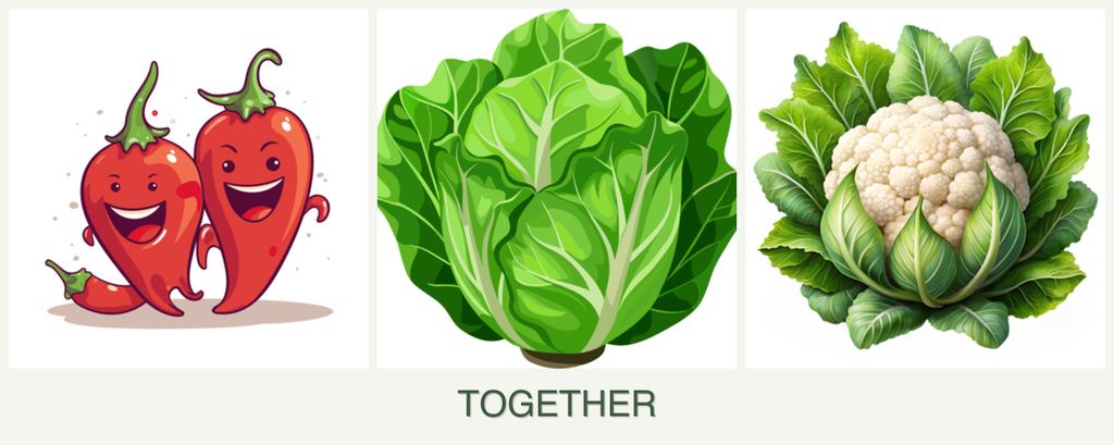 Can you plant peppers, lettuce and cauliflower together?