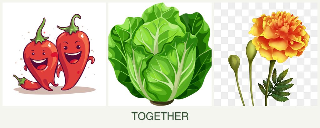 Can you plant peppers, lettuce and marigolds together?