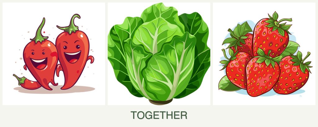 Can you plant peppers, lettuce and strawberries together?