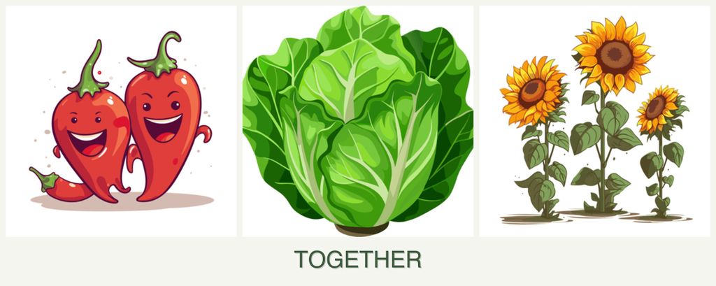 Can you plant peppers, lettuce and sunflowers together?