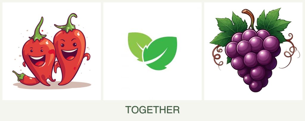 Can you plant peppers, mint and grapes together?