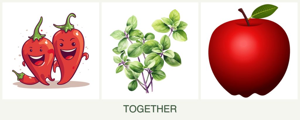 Can you plant peppers, oregano and apples together?
