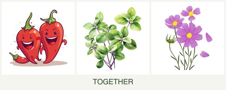 Can you plant peppers, oregano and cosmos together?