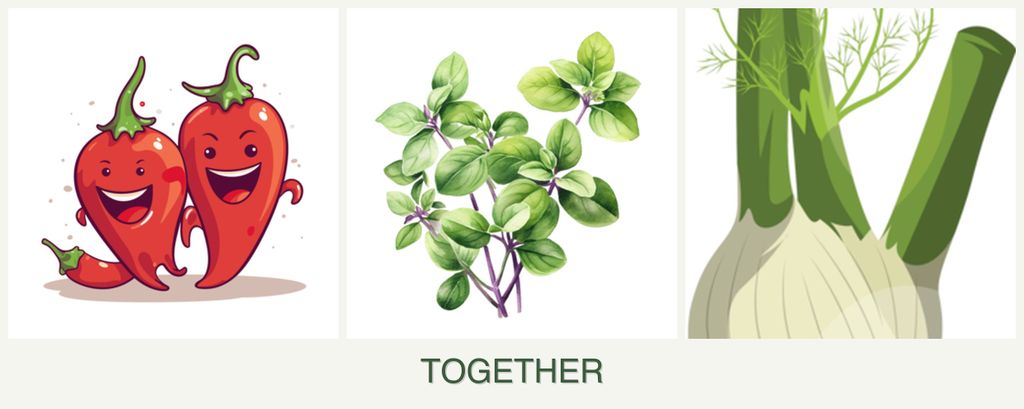 Can you plant peppers, oregano and fennel together?