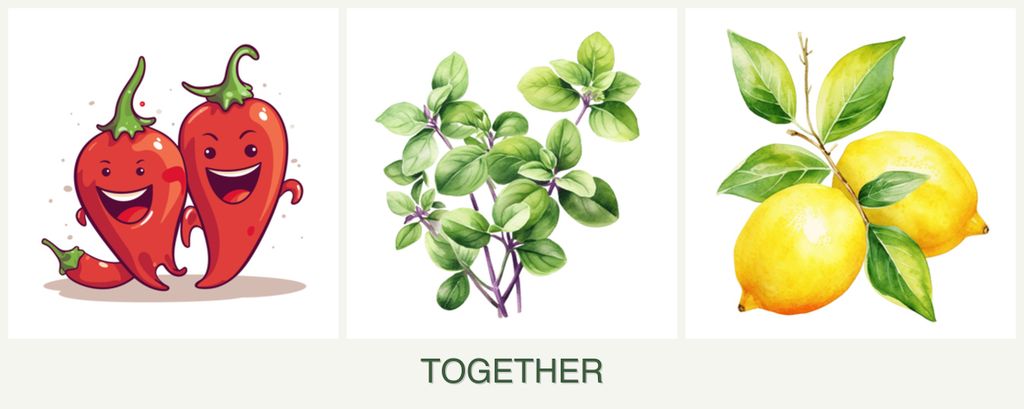 Can you plant peppers, oregano and lemons together?