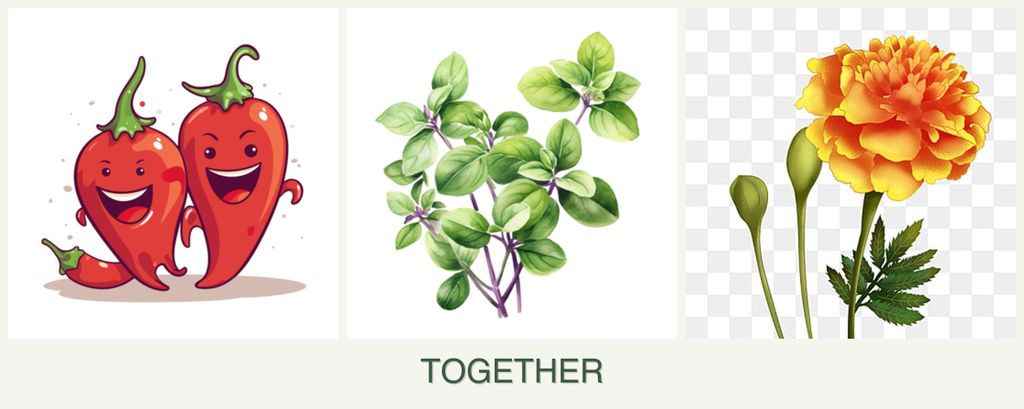 Can you plant peppers, oregano and marigolds together?