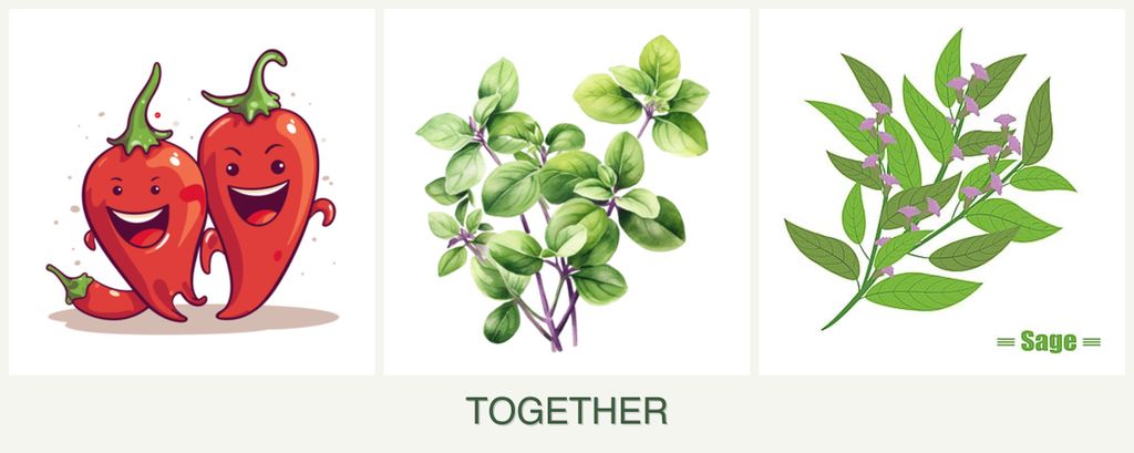 Can you plant peppers, oregano and sage together?