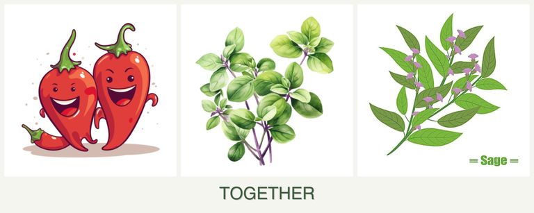 Can you plant peppers, oregano and sage together?