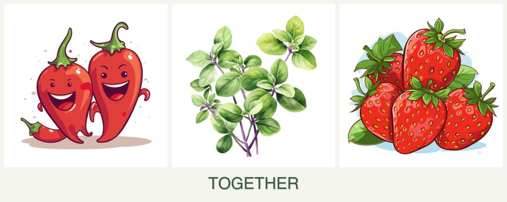 Can you plant peppers, oregano and strawberries together?