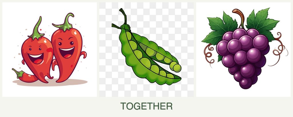 Can you plant peppers, peas and grapes together?