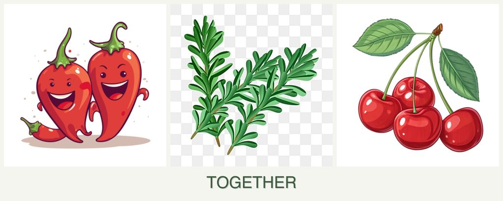 Can you plant peppers, rosemary and cherries together?