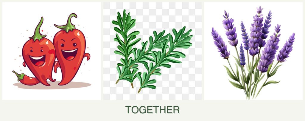 Can you plant peppers, rosemary and lavender together?