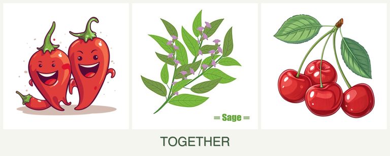 Can you plant peppers, sage and cherries together?