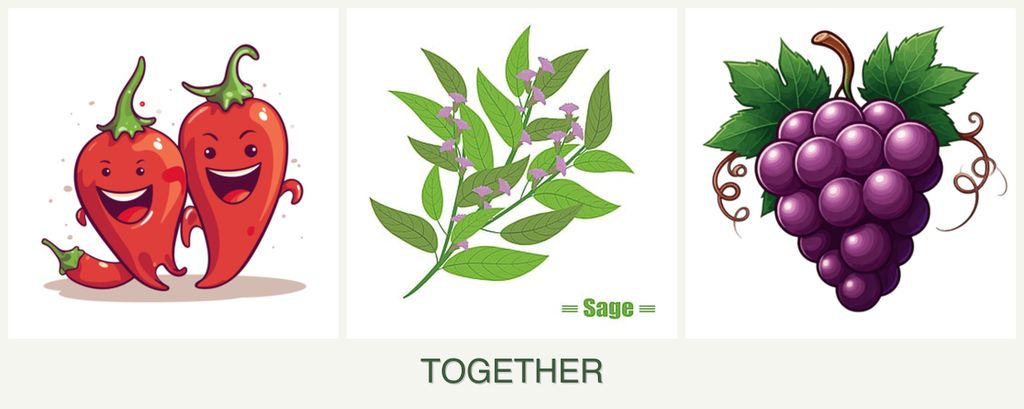 Can you plant peppers, sage and grapes together?