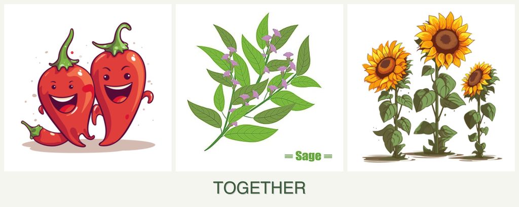 Can you plant peppers, sage and sunflowers together?