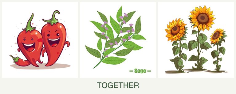 Can you plant peppers, sage and sunflowers together?