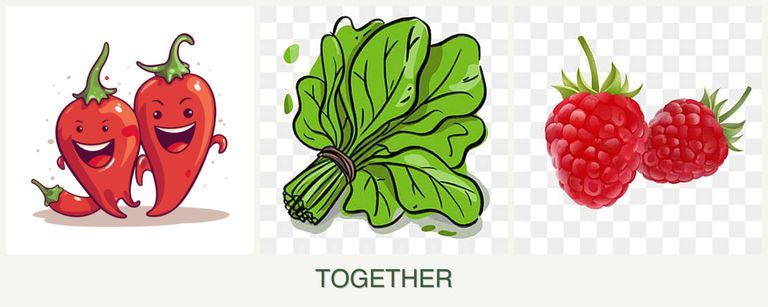 Can you plant peppers, spinach and raspberries together?