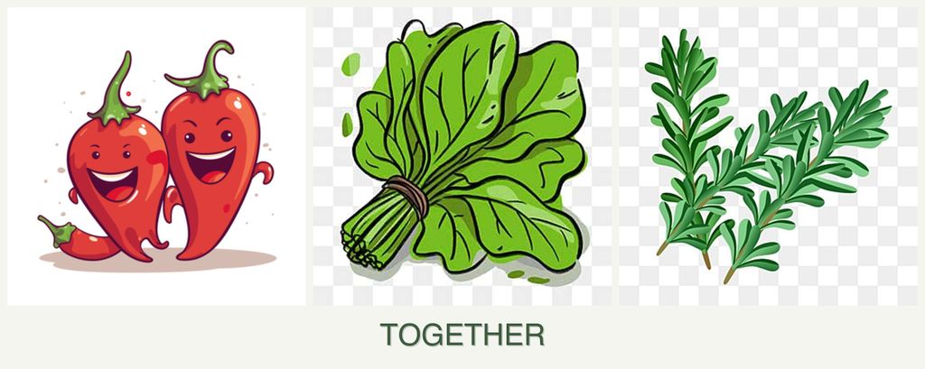 Can you plant peppers, spinach and rosemary together?
