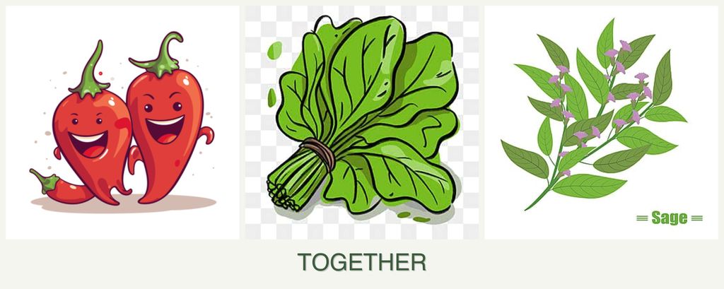 Can you plant peppers, spinach and sage together?