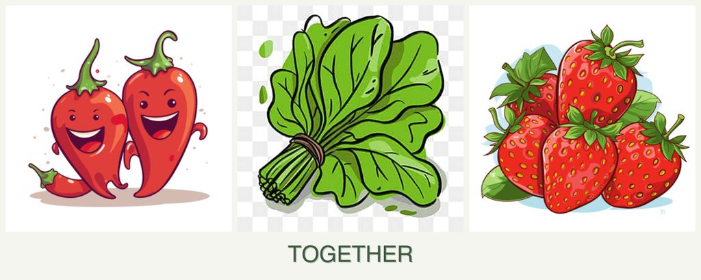 Can you plant peppers, spinach and strawberries together?