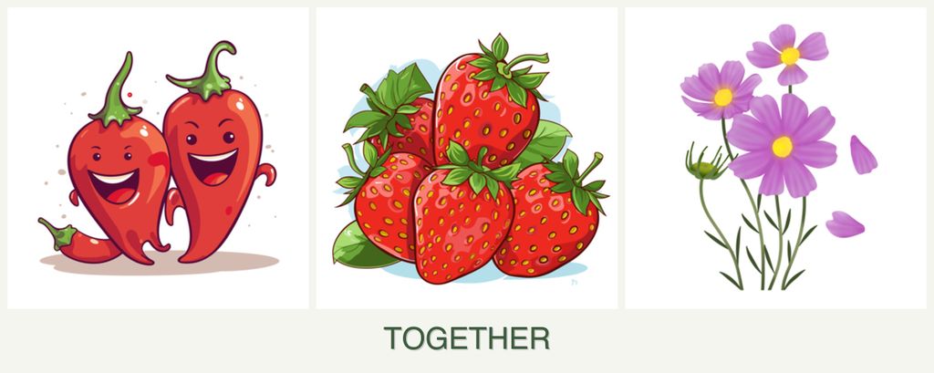 Can you plant peppers, strawberries and cosmos together?
