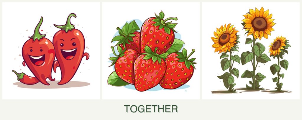 Can you plant peppers, strawberries and sunflowers together?