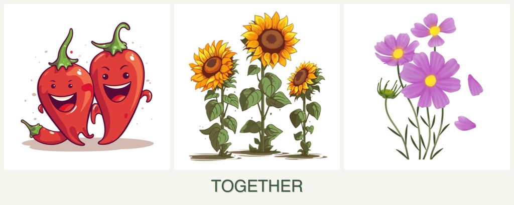 Can you plant peppers, sunflowers and cosmos together?