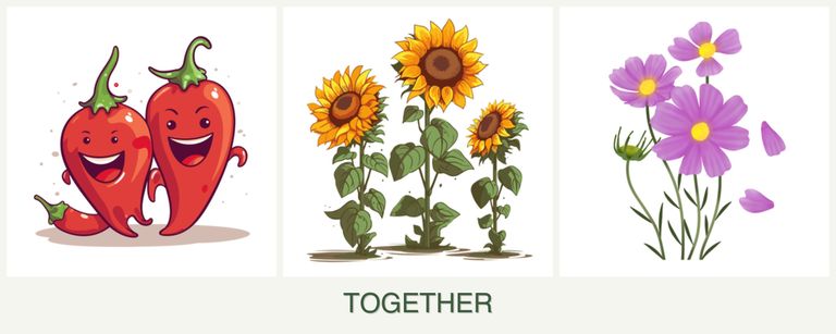 Can you plant peppers, sunflowers and cosmos together?