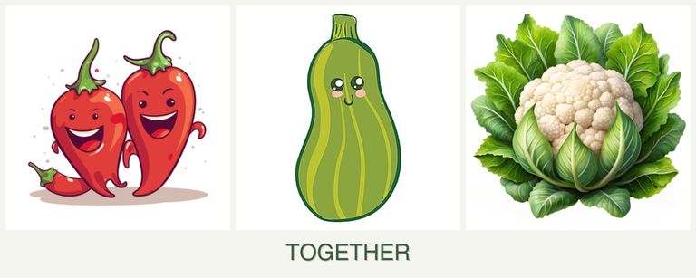 Can you plant peppers, zucchini and cauliflower together?