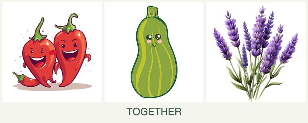 Can you plant peppers, zucchini and lavender together?