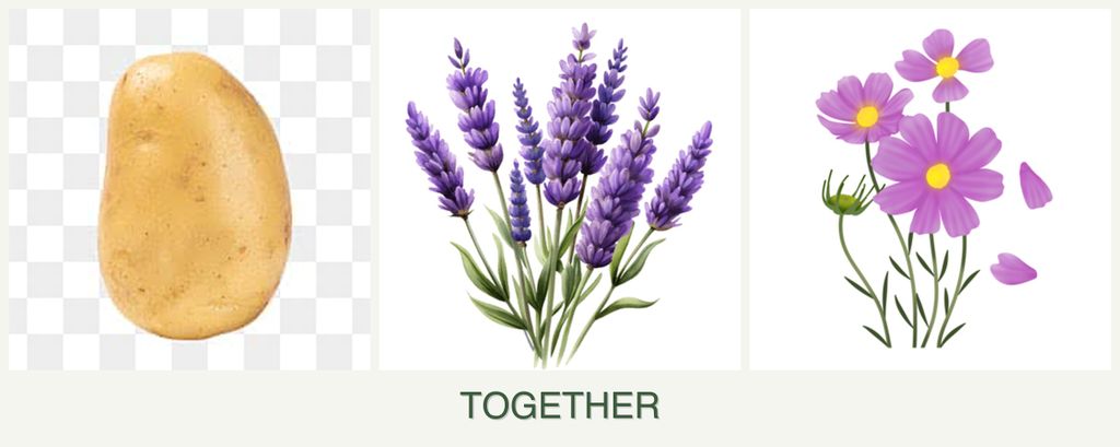 Can you plant potatoes, lavender and cosmos together?