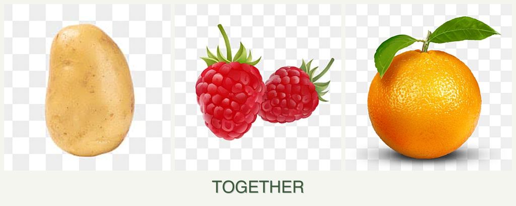 Can you plant potatoes, raspberries and oranges together?