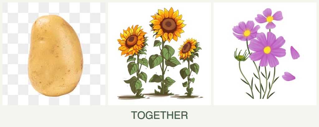 Can you plant potatoes, sunflowers and cosmos together?