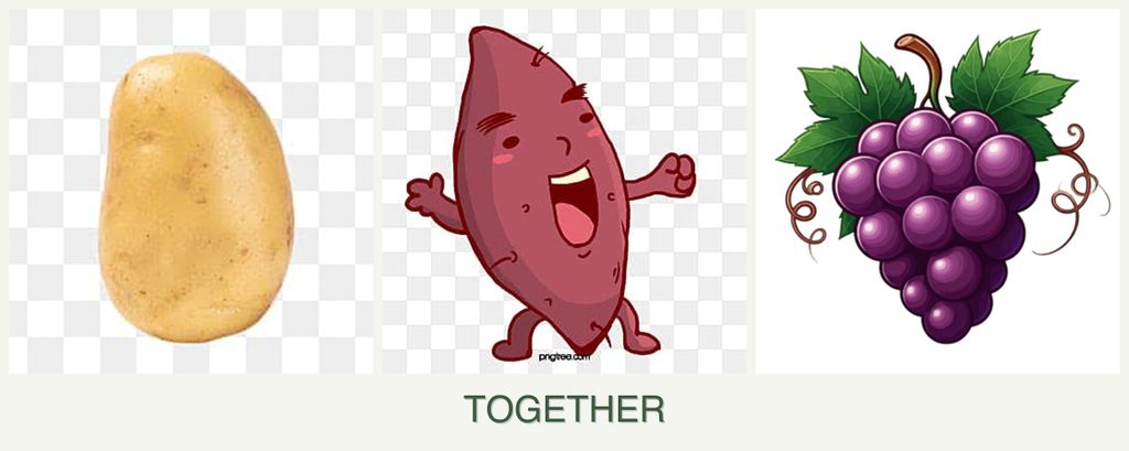 Can you plant potatoes, sweet potatoes and grapes together?
