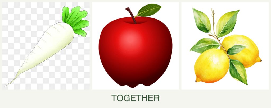 Can you plant radishes, apples and lemons together?