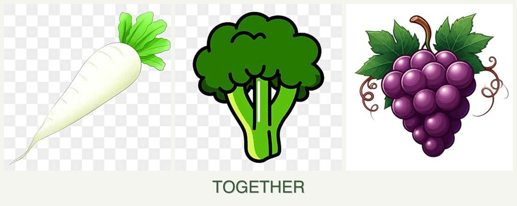 Can you plant radishes, broccoli and grapes together?