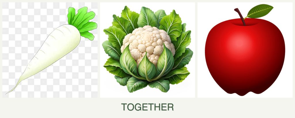 Can you plant radishes, cauliflower and apples together?