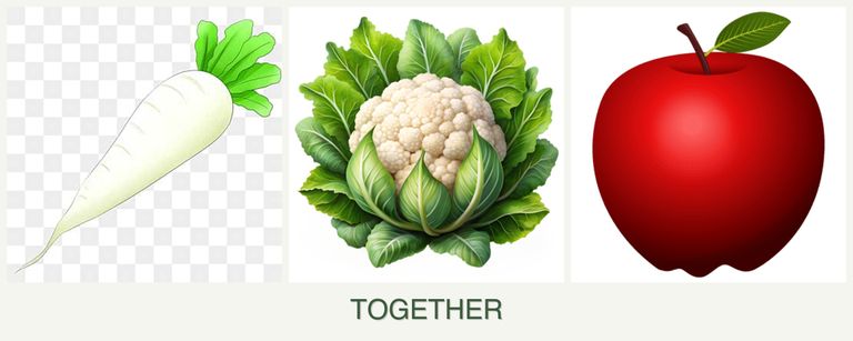 Can you plant radishes, cauliflower and apples together?
