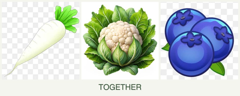 Can you plant radishes, cauliflower and blueberries together?
