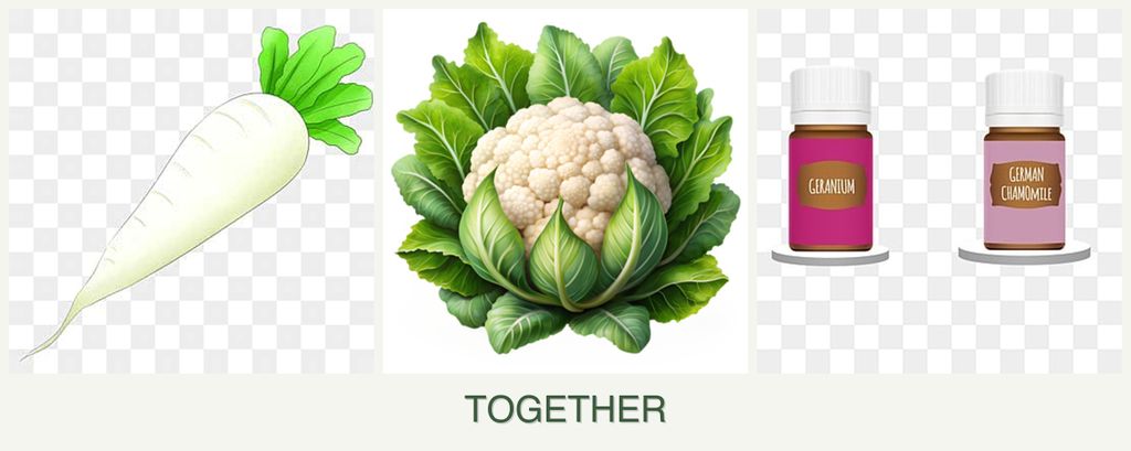 Can you plant radishes, cauliflower and geraniums together?