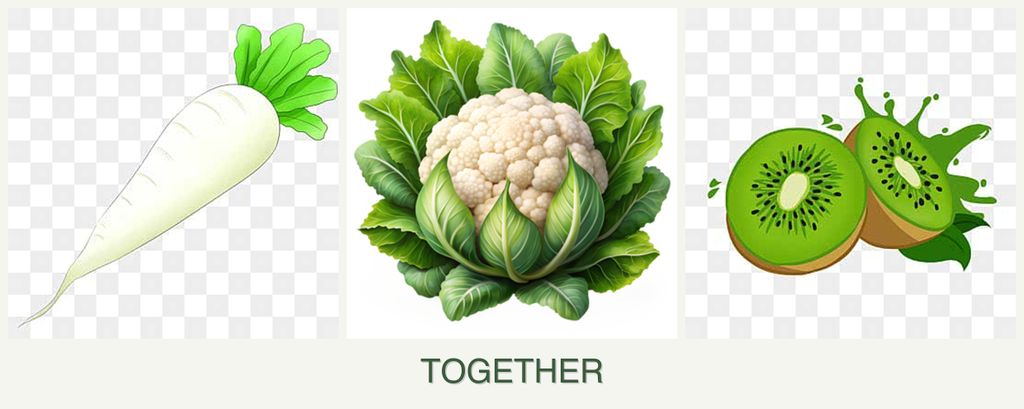Can you plant radishes, cauliflower and kiwi together?